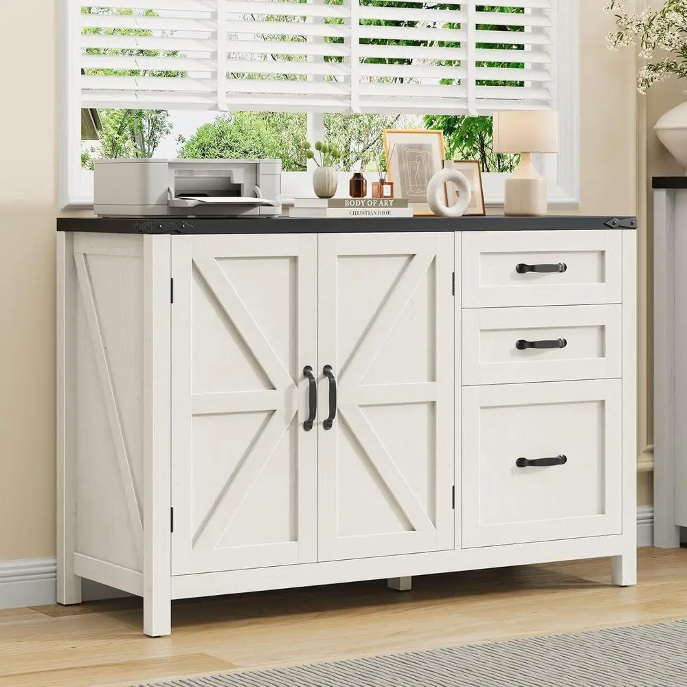 File Cabinet Lateral - Witte en zwarte A4-formaat archiefkast met