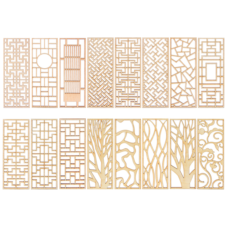 Partition Screen Divider - 4 stuks houten miniatuur scheidingswand poppenhuis