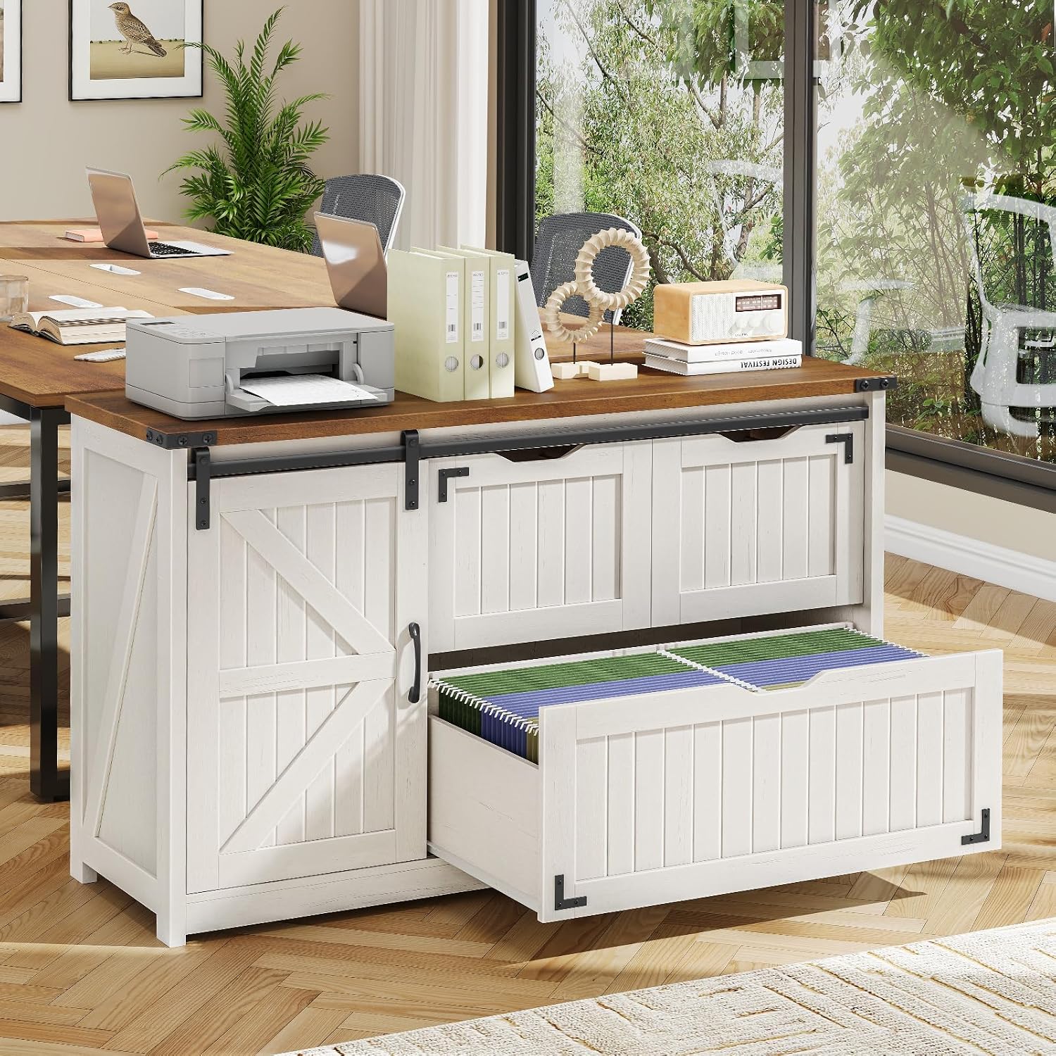 File Cabinet Lateral - Off White 47,8 inch boerderij-stijl archiefkast