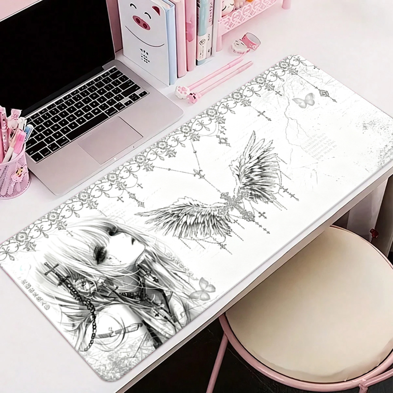 Office Furniture China - Leren muismat Zwart Wit Anime Esthetiek