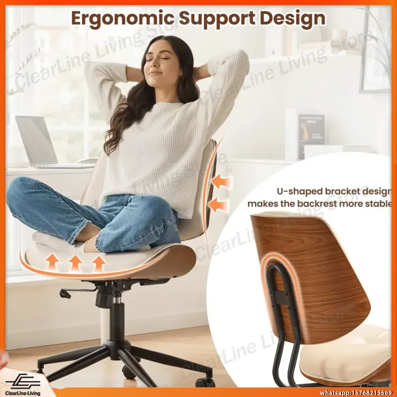 Task Chair Mid Back - Moderne bureaustoel van PU-leer met wielen,