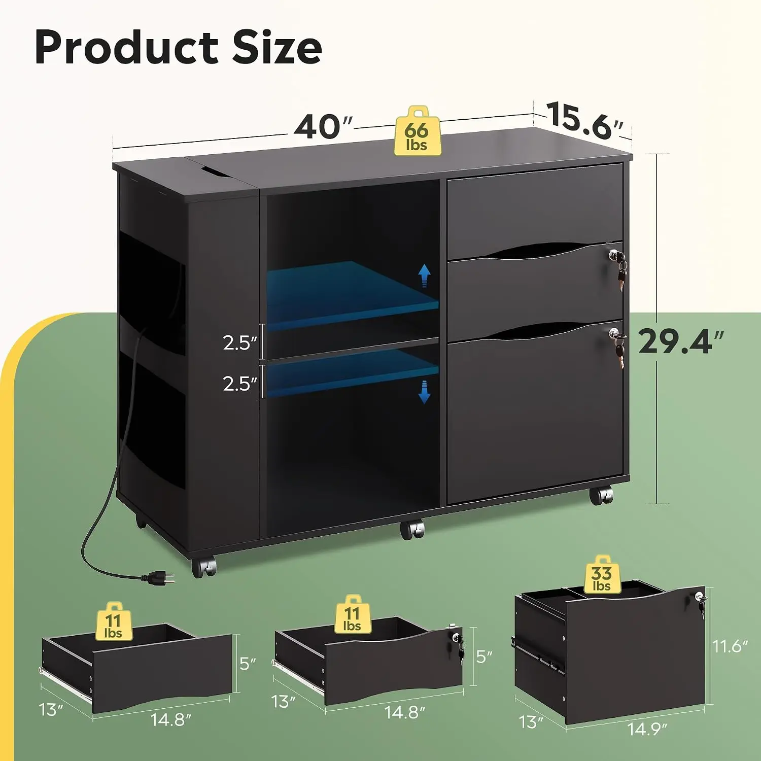 Kast met slot, printerstandaar - File Cabinet Lateral recensie en prijs