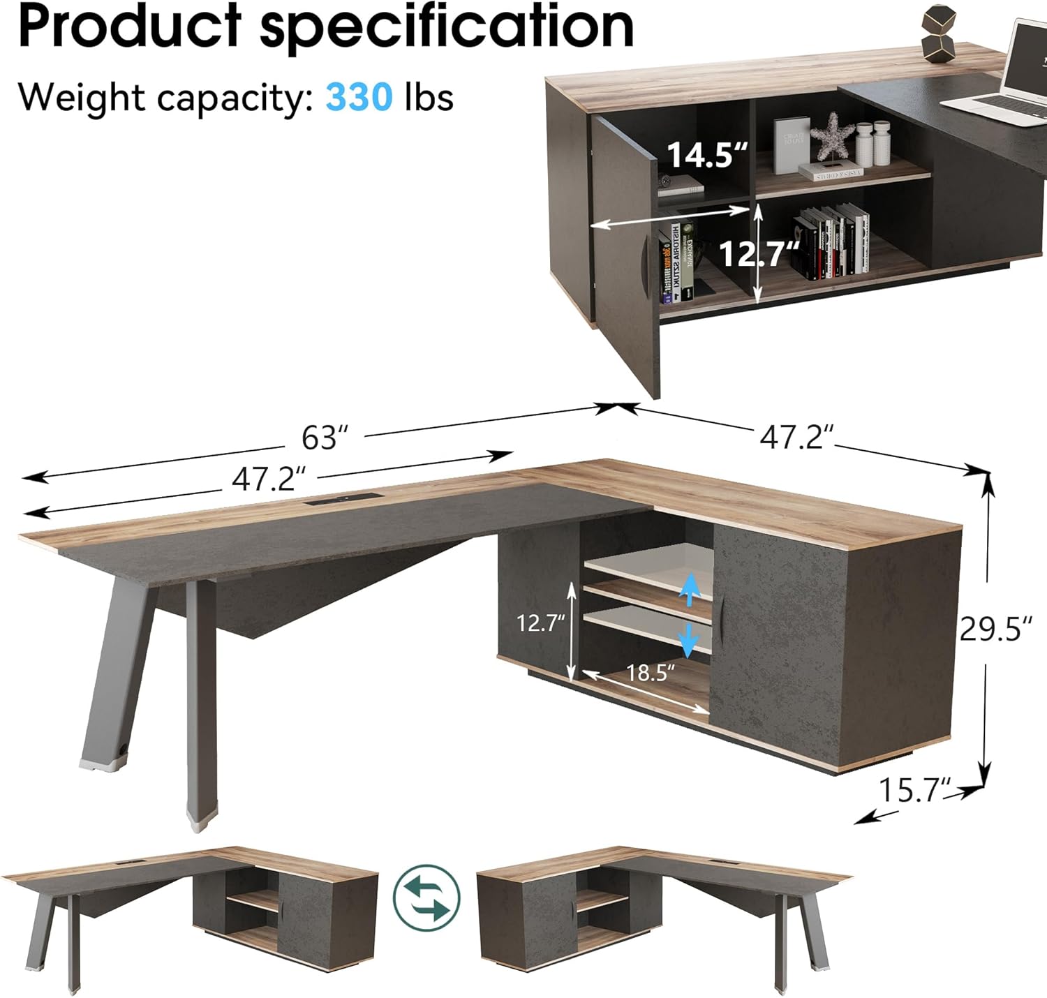 63 inch L-vormig directieburea - File Cabinet Lateral recensie en prijs