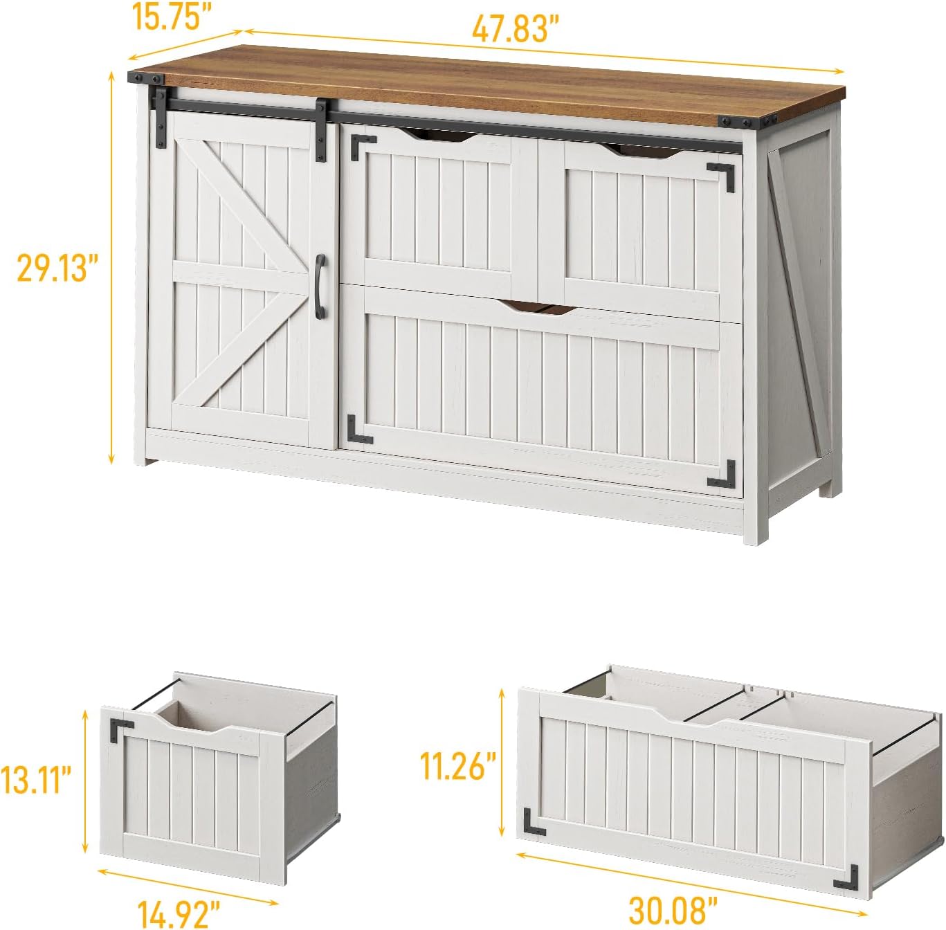 Off White 47,8 inch boerderij- - File Cabinet Lateral recensie en prijs