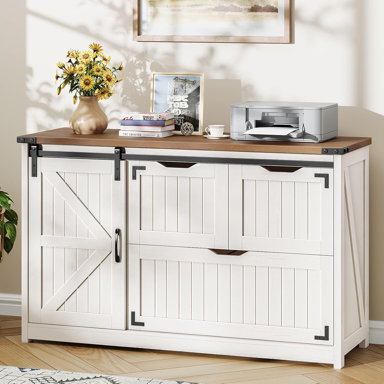 Off White 47,8 inch boerderij- - File Cabinet Lateral recensie en prijs